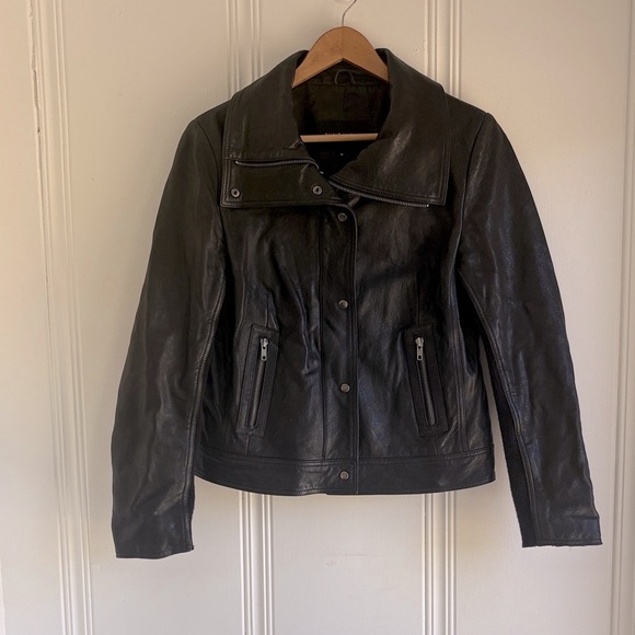 Nine West Classic Black Leather Jacket - Picture 1 of 8